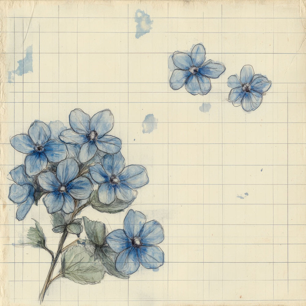 Sketch Forget Me Nots Notepad Digital Paper Pack (DDD003555)