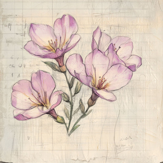 Sketch Freesia Notepad Digital Paper Pack (DDD003558)