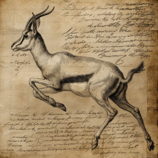 Sketch Gazelle Leaping Form Digital Paper Pack (DDD003560)
