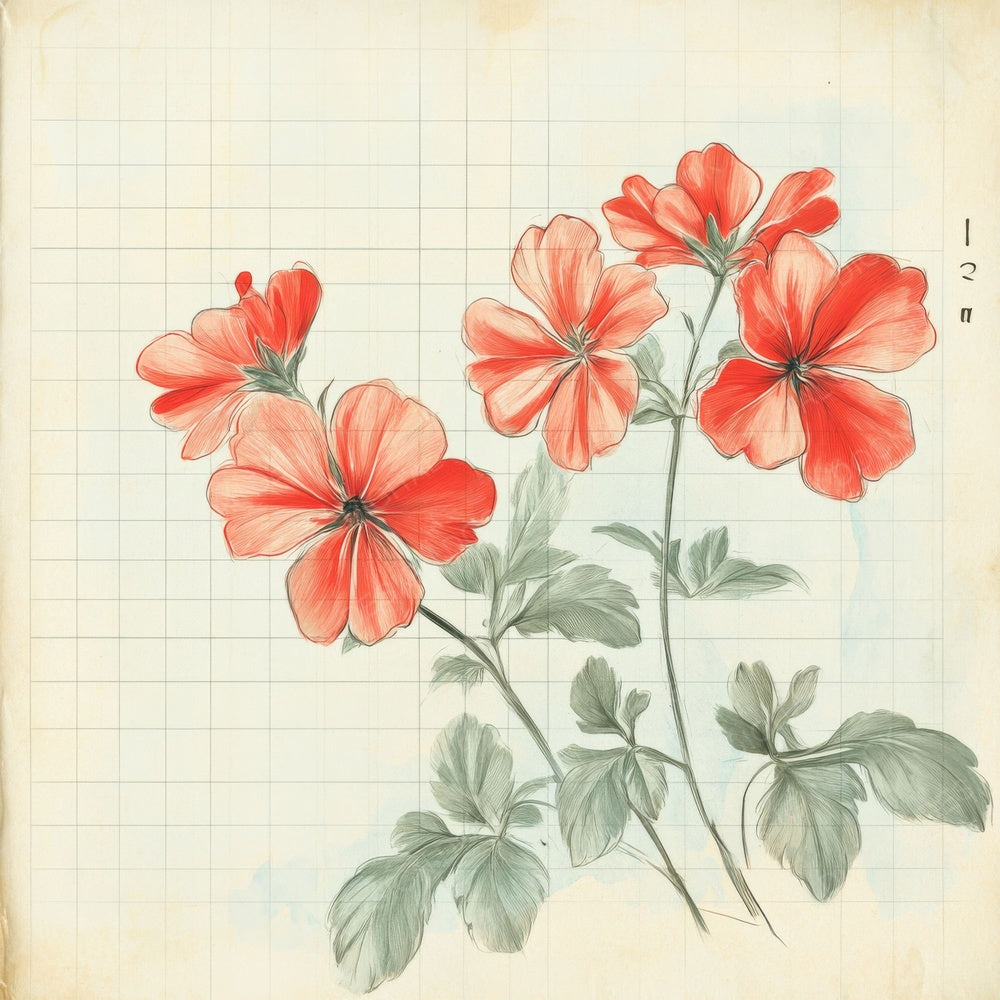 Sketch Geranium Notepad Digital Paper Pack (DDD003562)