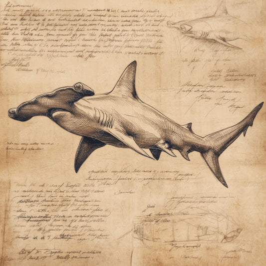 Sketch Hammerhead Shark Digital Paper Pack (DDD003569)
