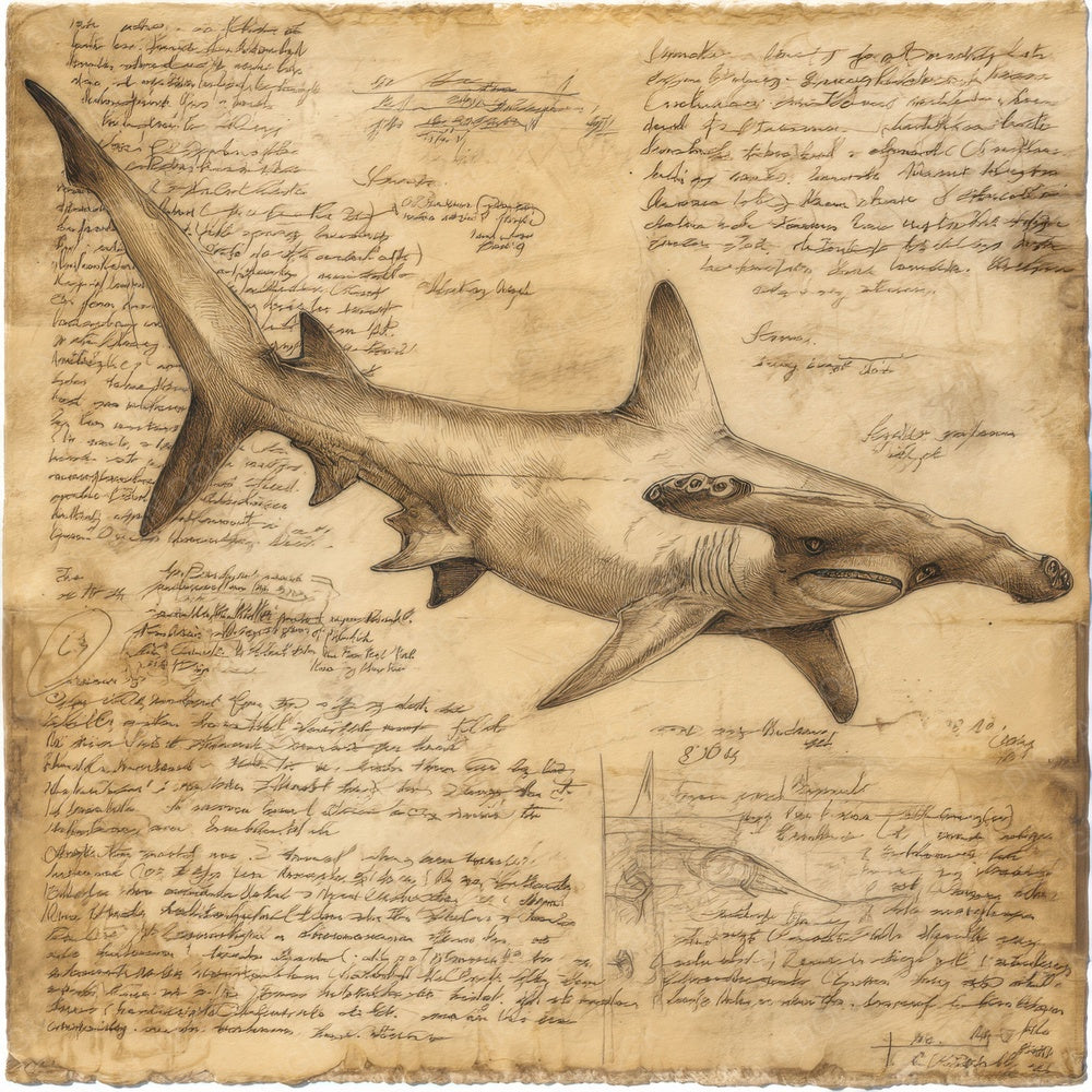 Sketch Hammerhead Shark Digital Paper Pack (DDD003569)