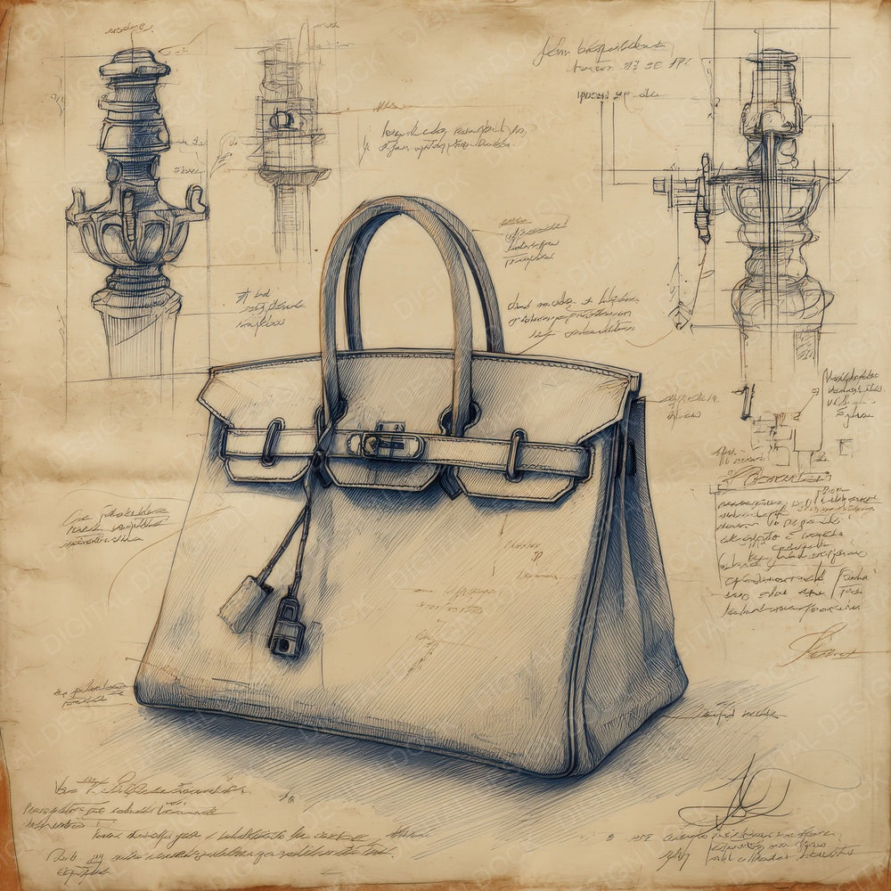 Sketch Hermes Birkin Handbag Digital Paper Pack (DDD003574)