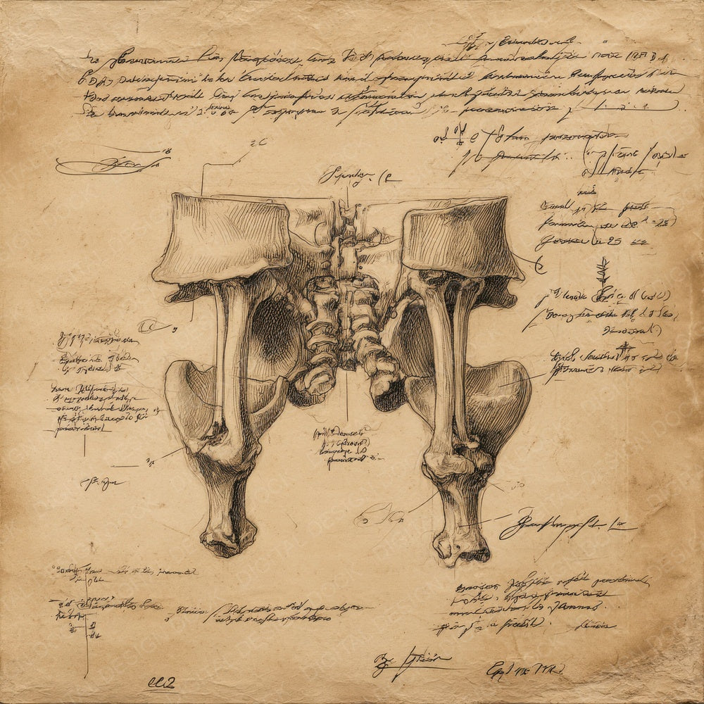 Sketch Human Pelvis Bones Digital Paper Pack (DDD003585)
