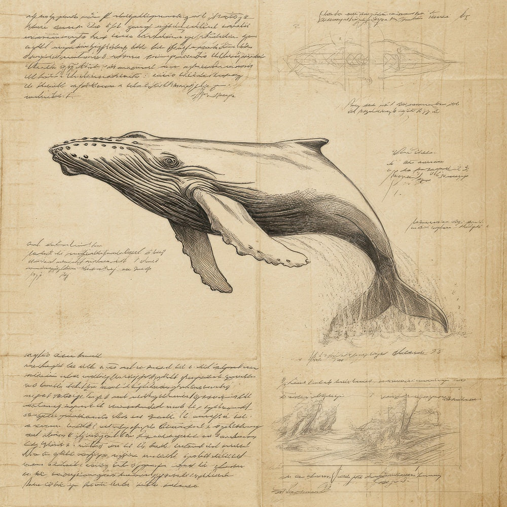 Sketch Humpback Whale Sheet Digital Paper Pack (DDD003588)