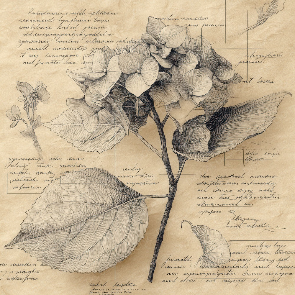 Sketch Hydrangea Petals Detail Digital Paper Pack (DDD003590)