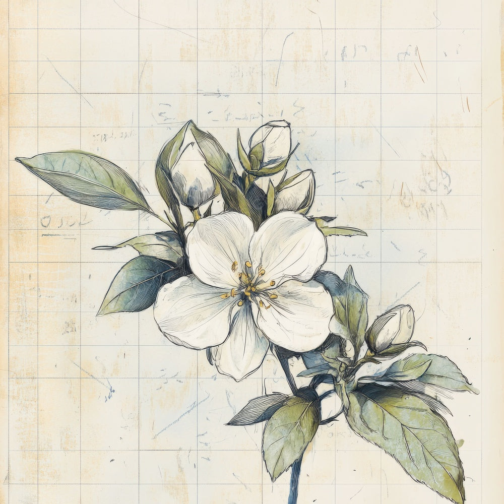Sketch Jasmine Notepad Digital Paper Pack (DDD003593)