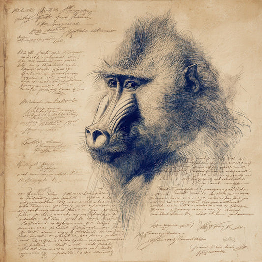 Sketch Mandrill Facial Study Digital Paper Pack (DDD003613)