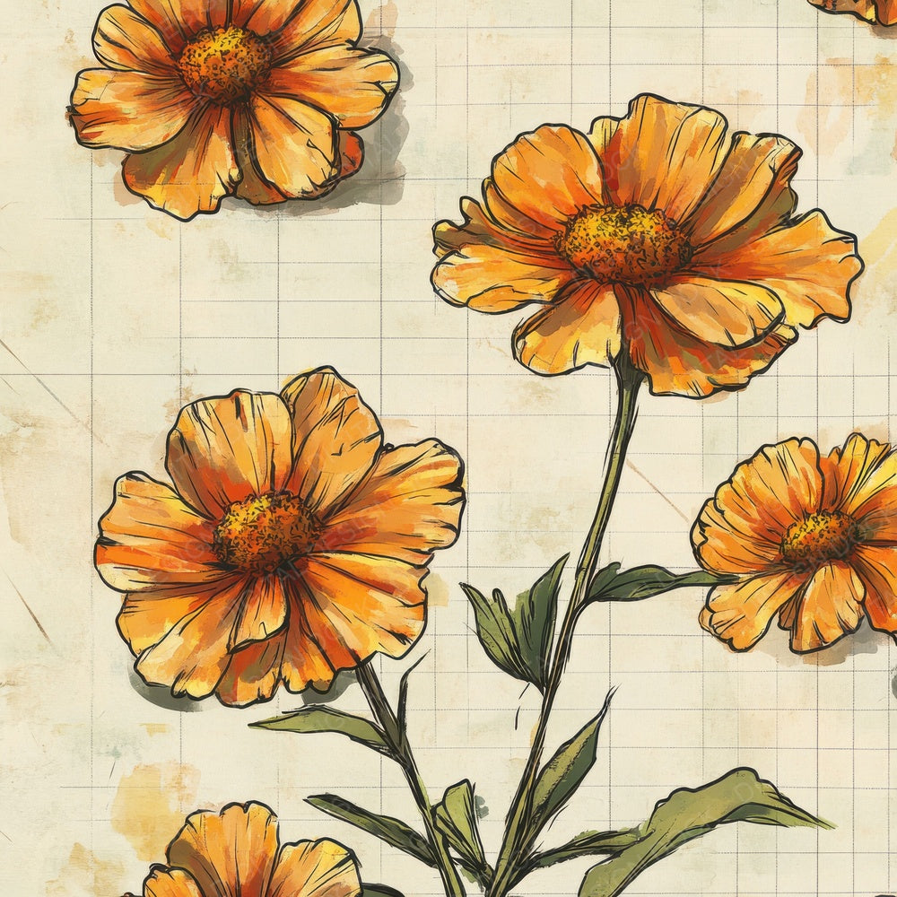 Sketch Marigold Notepad Digital Paper Pack (DDD003616)