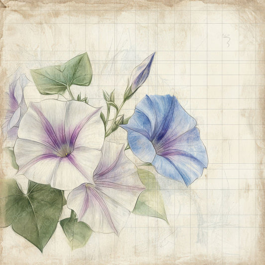 Sketch Morning Glory Notepad Digital Paper Pack (DDD003622)