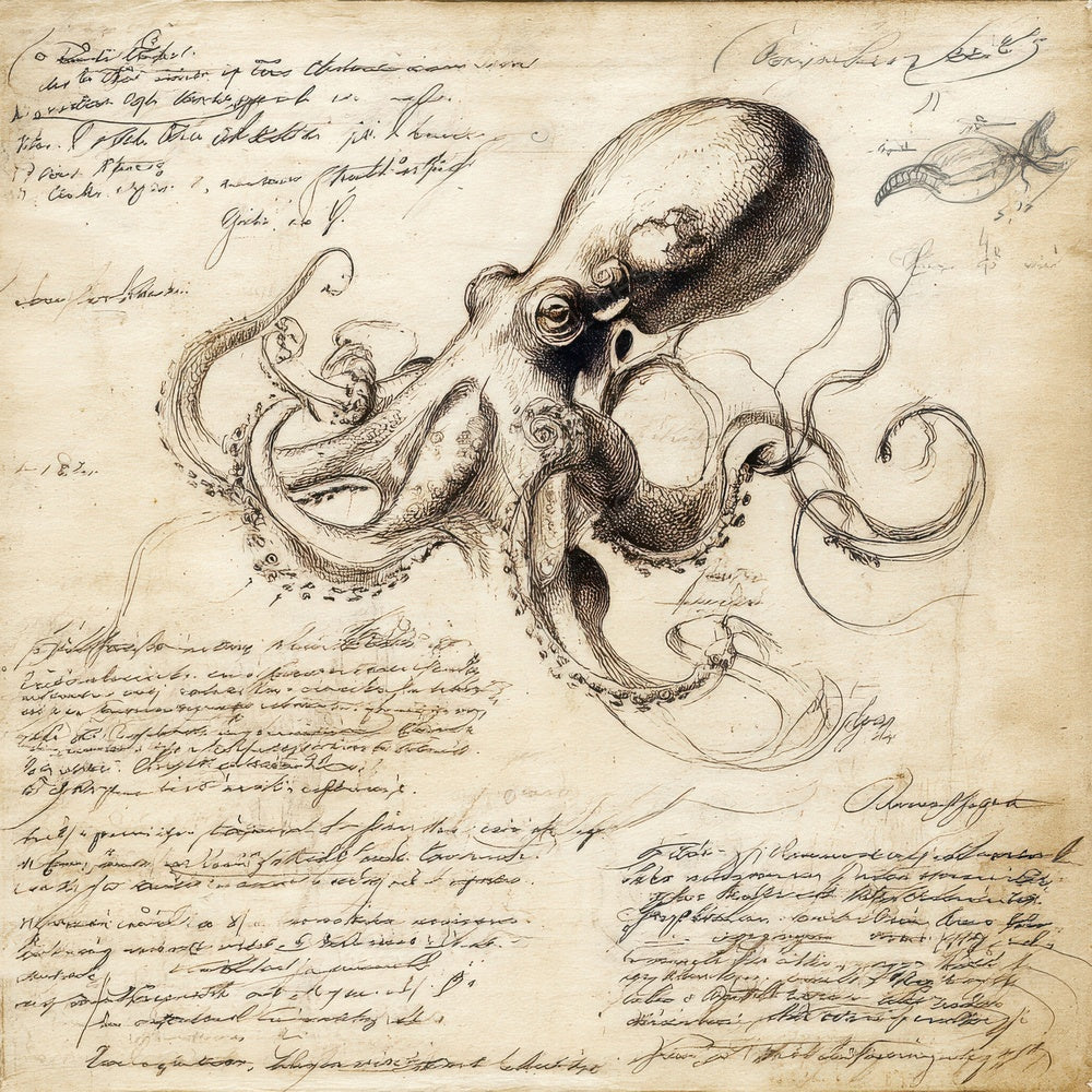 Sketch Octopus Anatomy Digital Paper Pack (DDD003626)