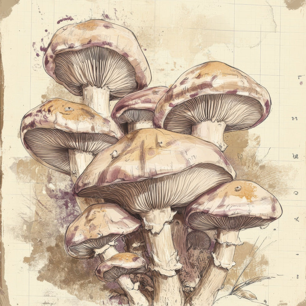 Sketch Oyster Mushroom Notepad Digital Paper Pack (DDD003629)