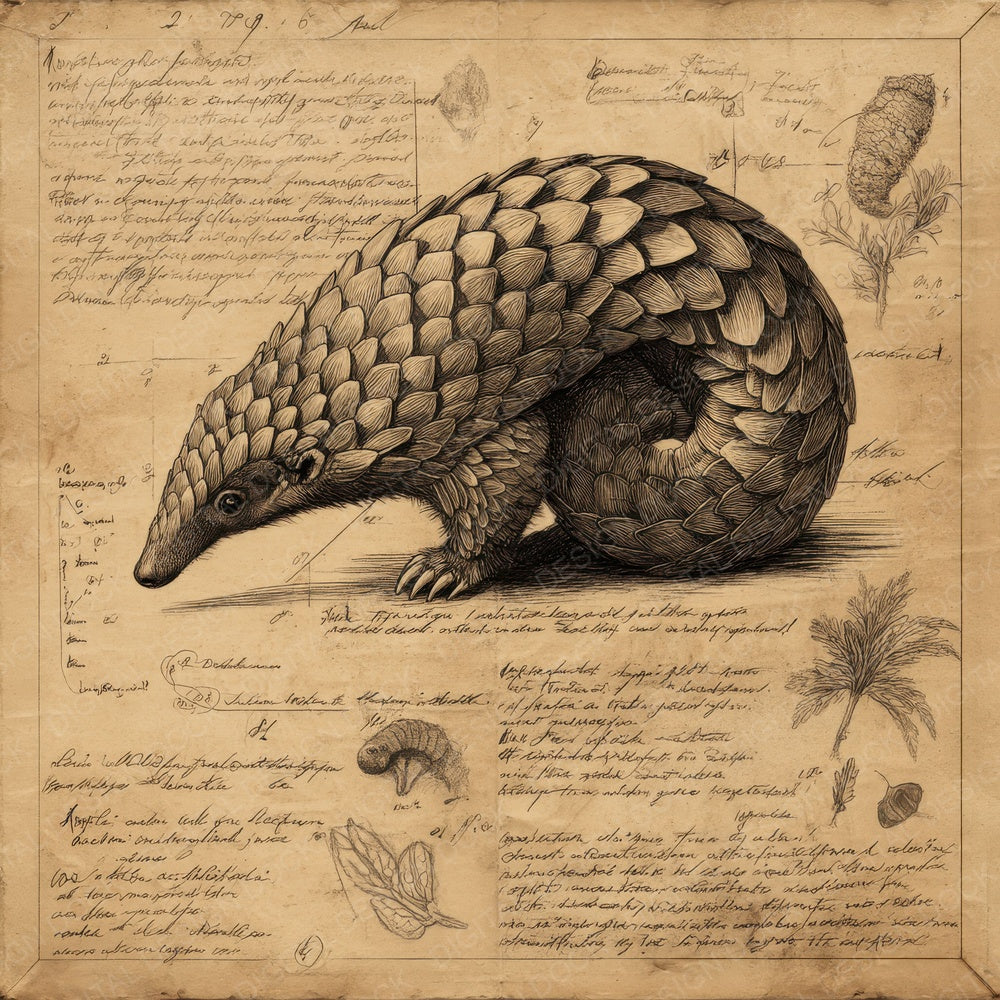 Sketch Pangolin Scale Sheet Digital Paper Pack (DDD003631)