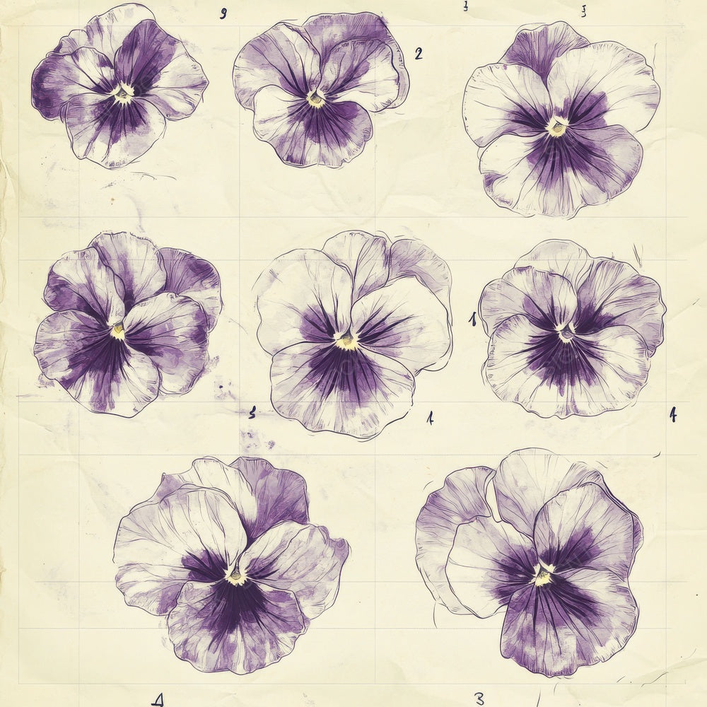 Sketch Pansy Notepad Digital Paper Pack (DDD003632)