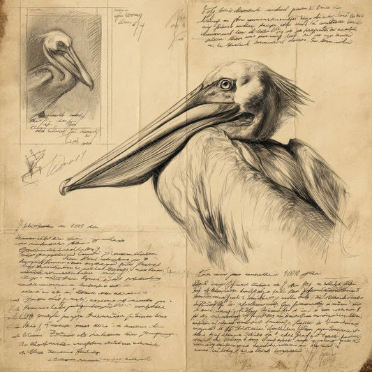 Sketch Pelican Beak Study Digital Paper Pack (DDD003633)