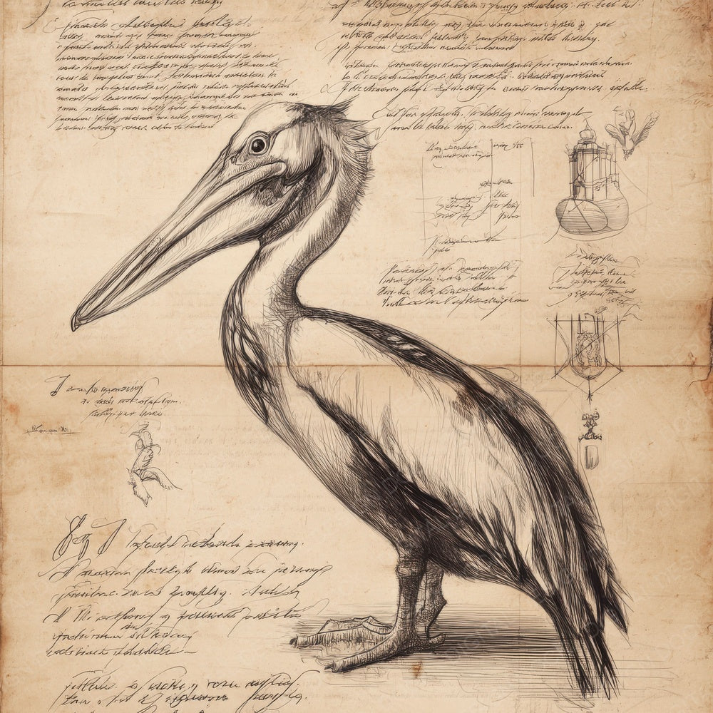 Sketch Pelican Beak Study Digital Paper Pack (DDD003633)