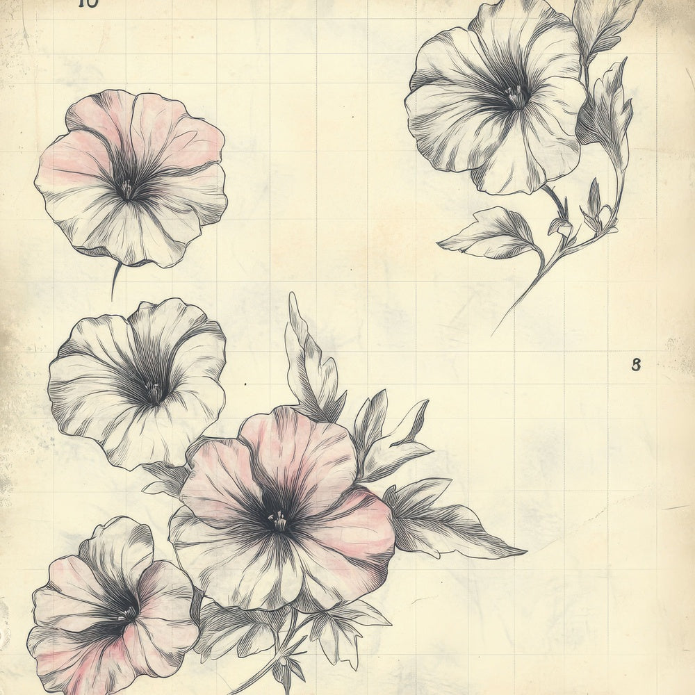 Sketch Petunia Notepad Digital Paper Pack (DDD003635)