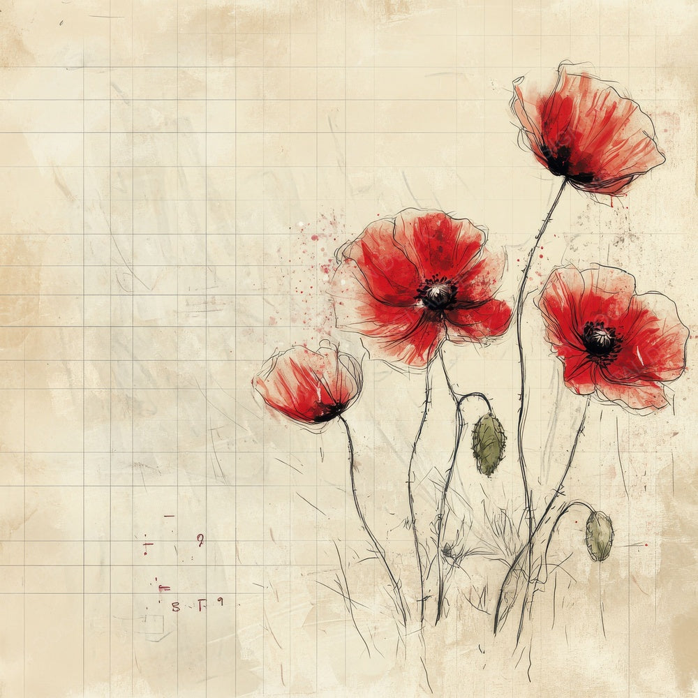 Sketch Poppy Colour Digital Paper Pack (DDD003644)