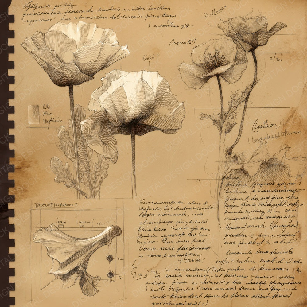 Sketch Poppy Petals Detail Digital Paper Pack (DDD003645)