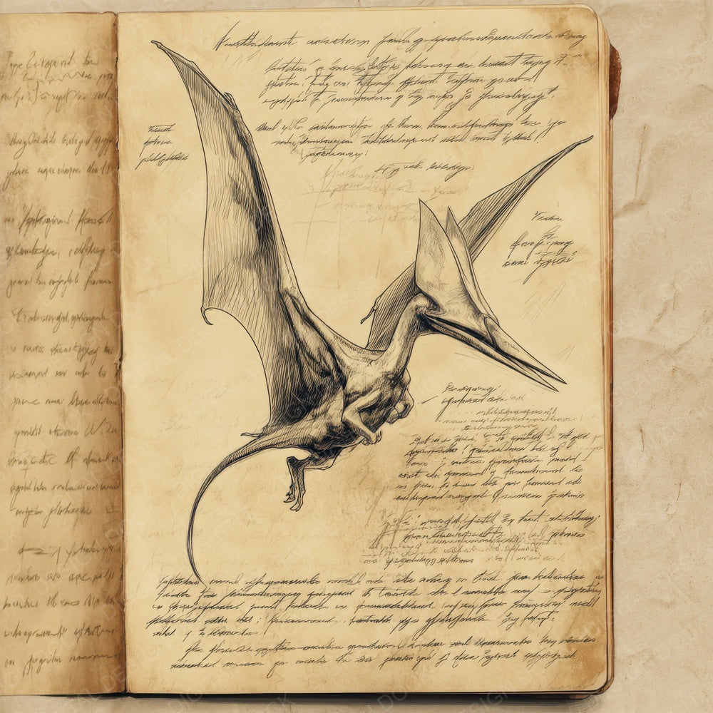 Sketch Pteranodon Sky Chart Digital Paper Pack (DDD003647)