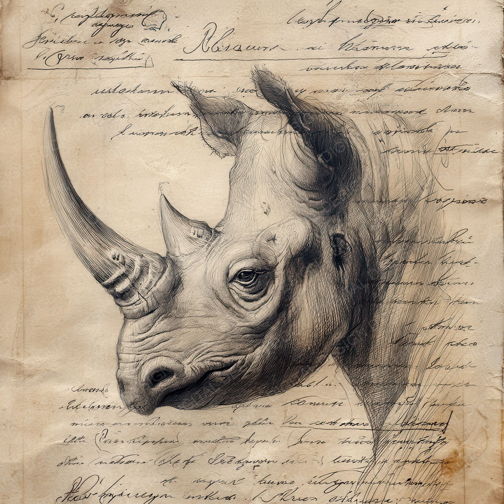Sketch Rhinoceros Horn Plate Digital Paper Pack (DDD003655)
