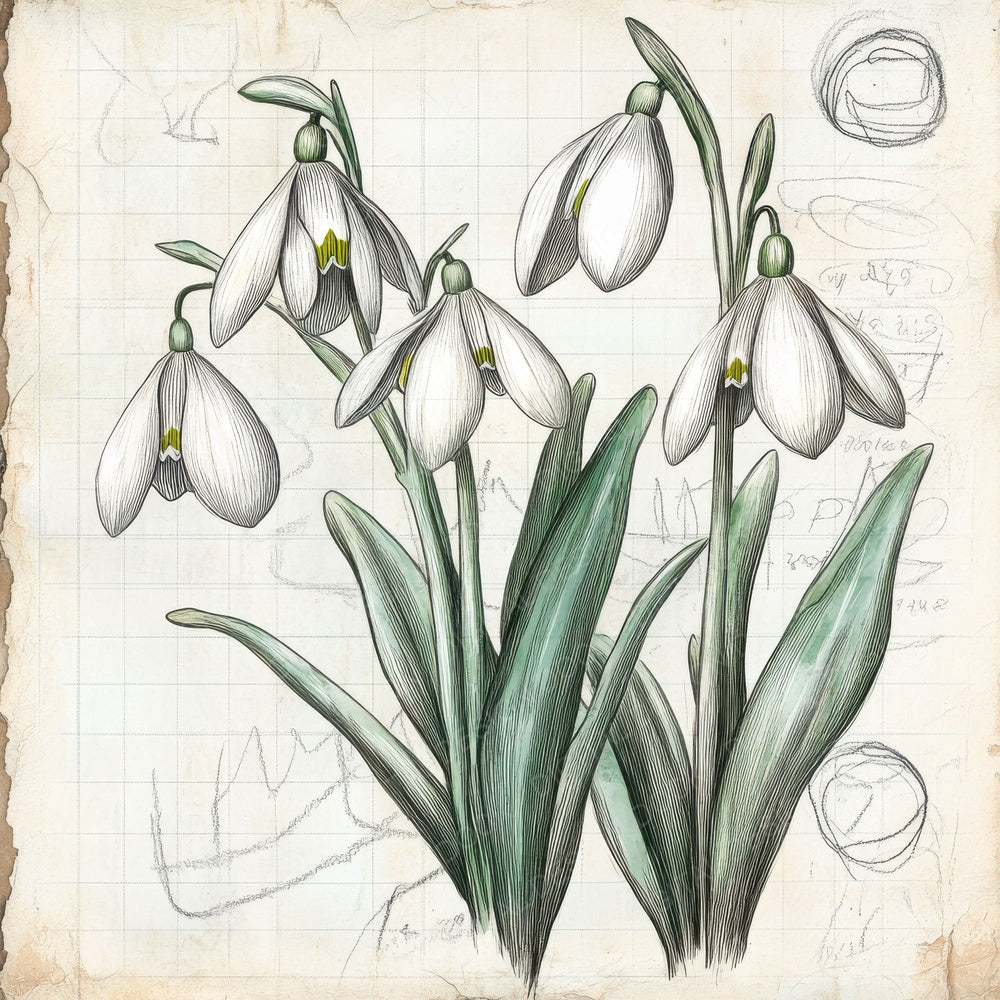 Sketch Snowdrop Notepad Digital Paper Pack (DDD003666)