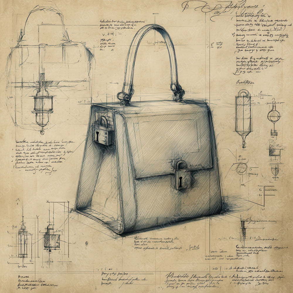 Sketch Structured Top Handle Bag Digital Paper Pack (DDD003673)