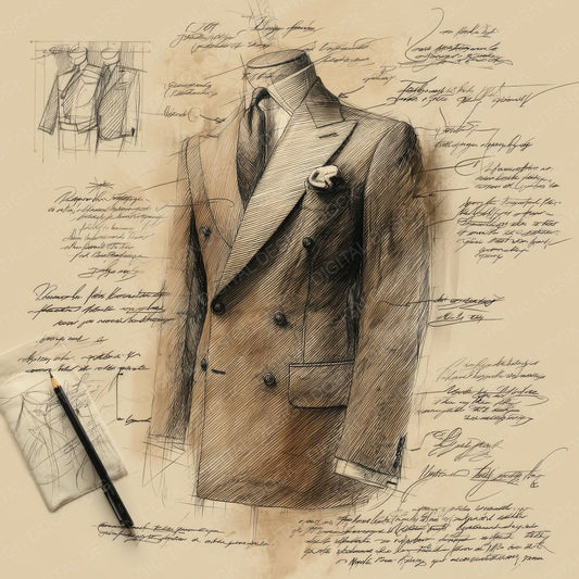 Sketch Tailored Suit Pocket Square Digital Paper Pack (DDD003678)