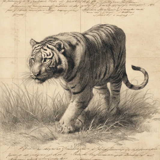 Sketch Tiger Grassland Sheet Digital Paper Pack (DDD003686)
