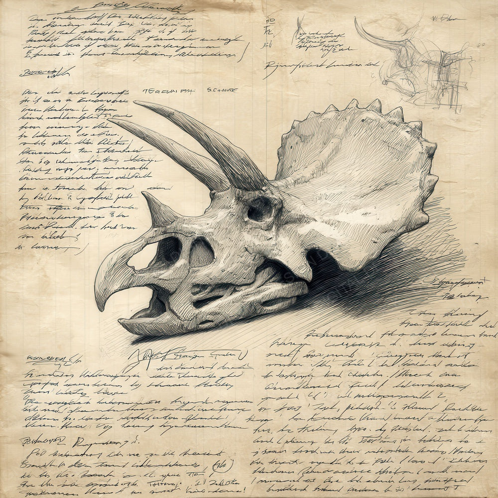Sketch Triceratops Skull Plate Digital Paper Pack (DDD003689)