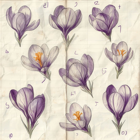 Sketch Violet Crocus Notepad Digital Paper Pack (DDD003699)