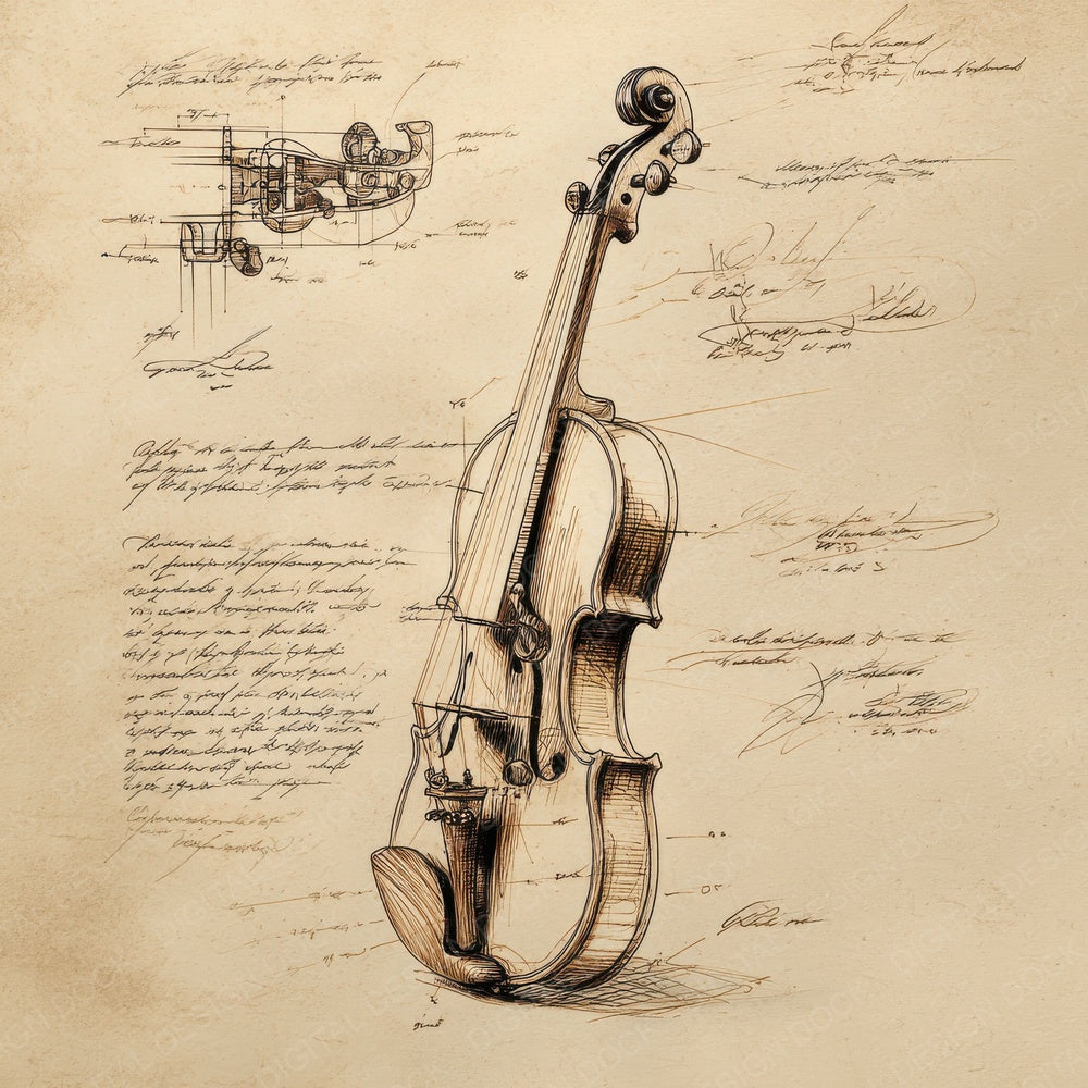 Sketch Violin Side Profile Digital Paper Pack (DDD003701)