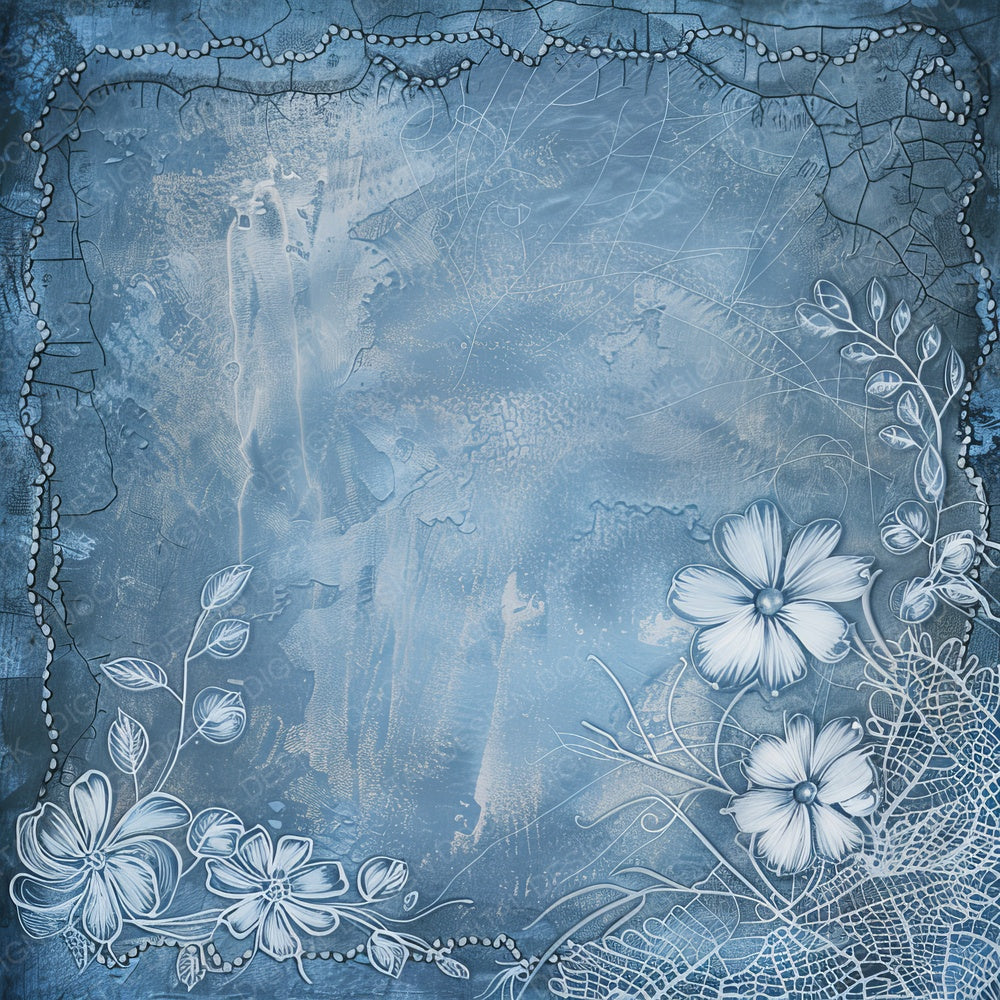 Slate Blue Lace Pattern Digital Paper Pack (DDD003721)