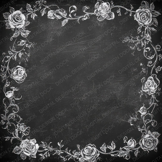 Slate Chalk Florals Digital Paper Pack (DDD003722)