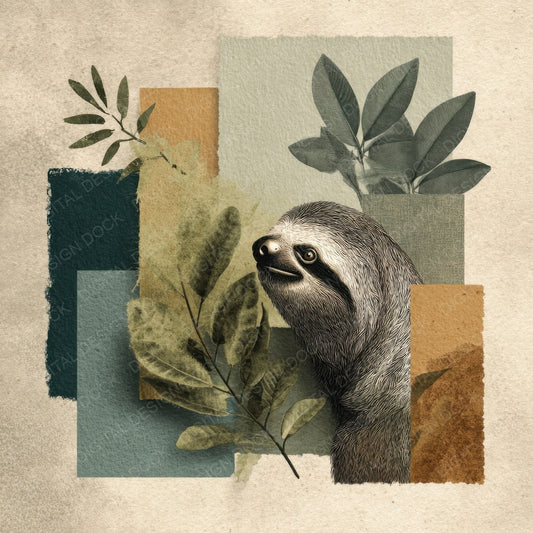 Sloth Jungle Moodboard Digital Paper Pack (DDD003732)