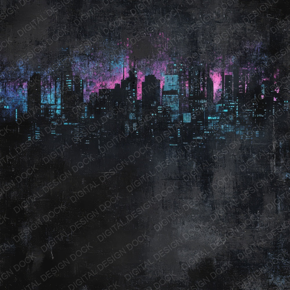 Smokey City Skyline Neon Digital Paper Pack (DDD003734)