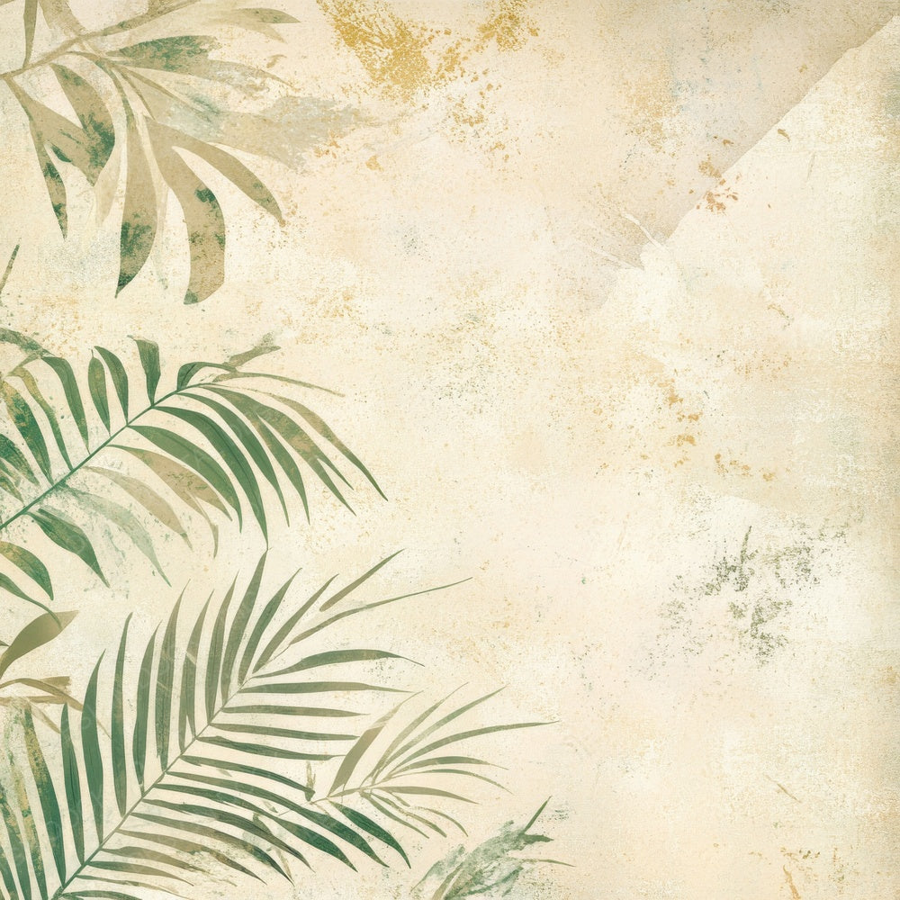 Soft Cream Tropical Palm Leaves Digital Paper Pack (DDD003748)