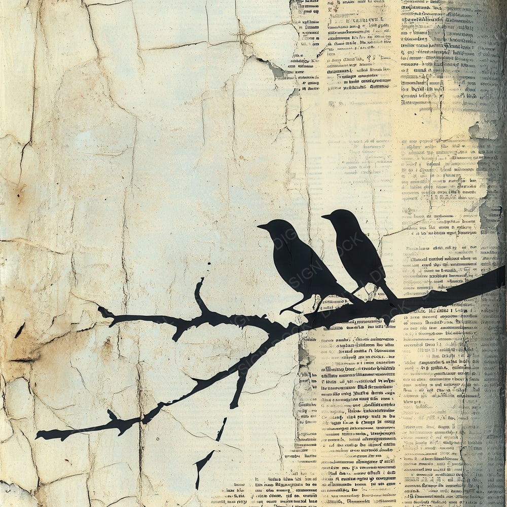 Sparrow Newsprint Frame Digital Paper Pack (DDD003782)