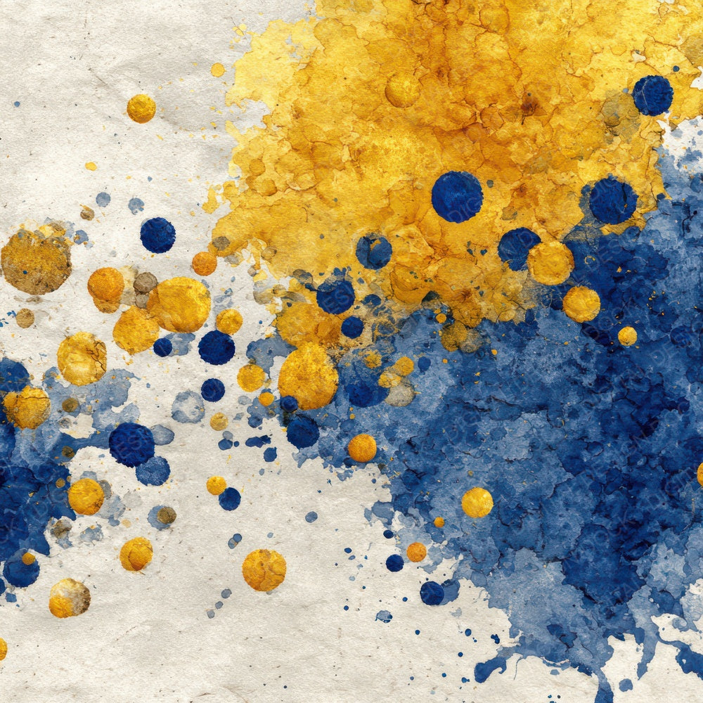 Splatter Cobalt Mustard Digital Paper Pack (DDD003793)