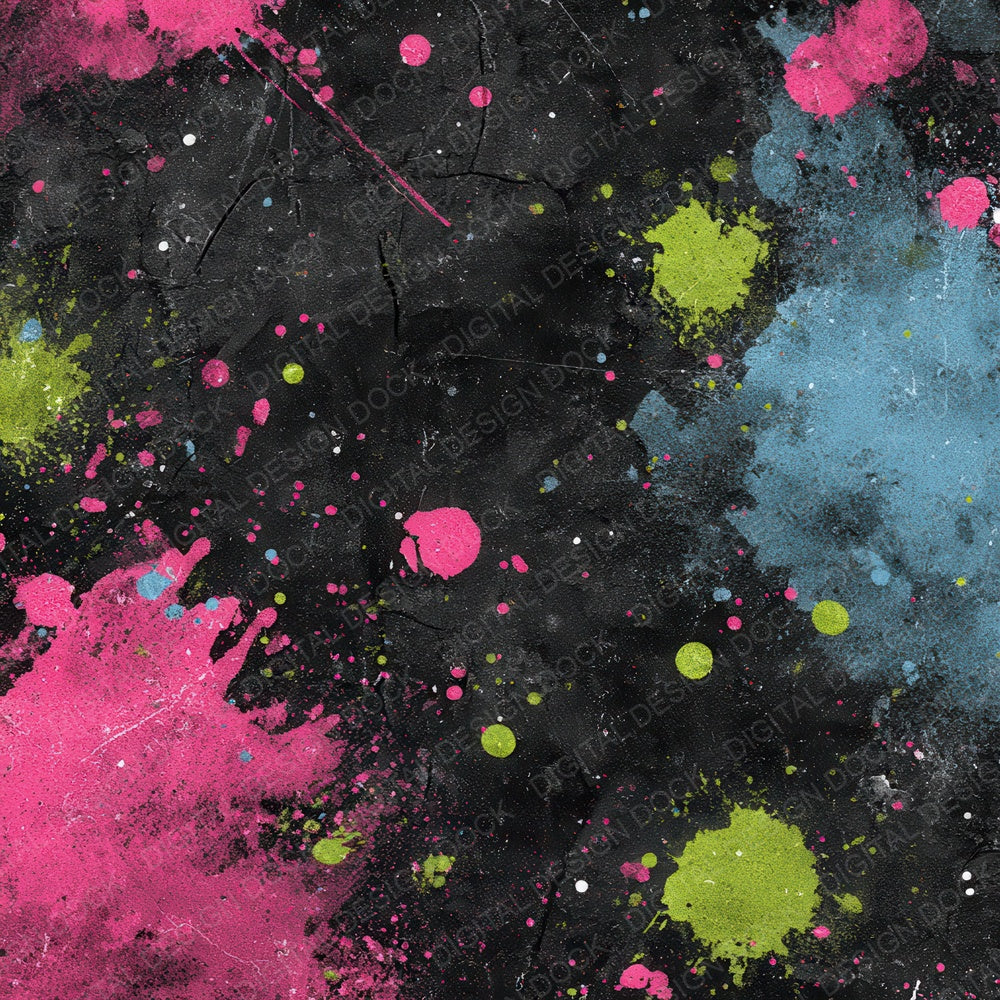 Splatter Neon Pink Lime Blue Digital Paper Pack (DDD003802)
