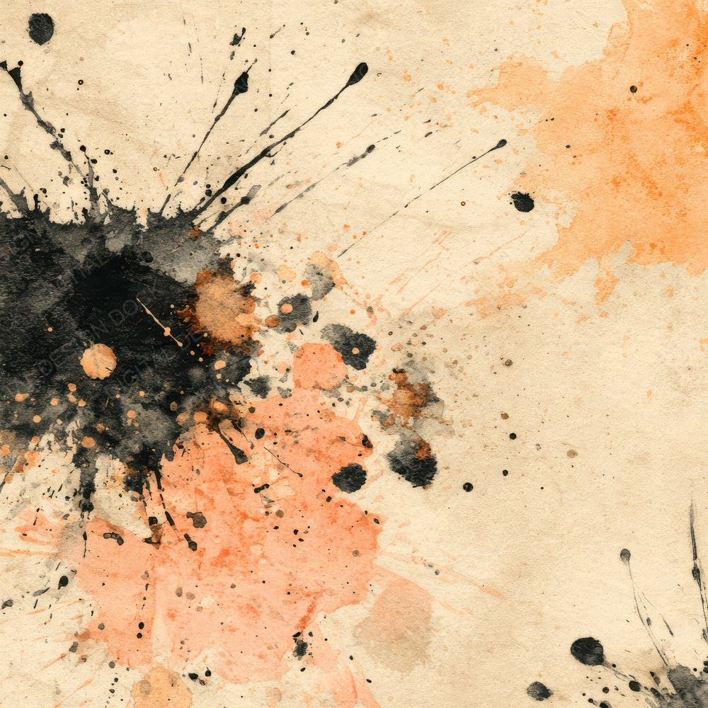 Splatter Peach Black Digital Paper Pack (DDD003807)
