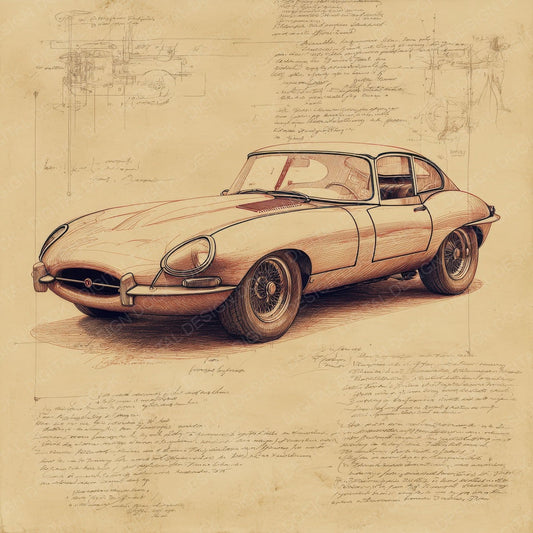 Sports Car Sketch Elegance in Ink Digital Paper Pack (DDD003819)