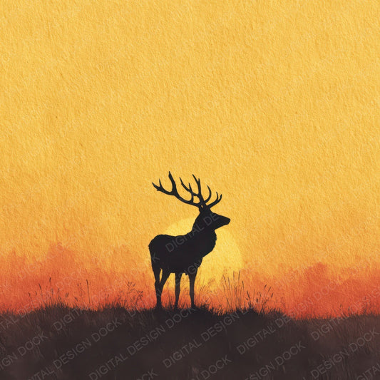 Stag Sunset Silhouette Digital Paper Pack (DDD003830)