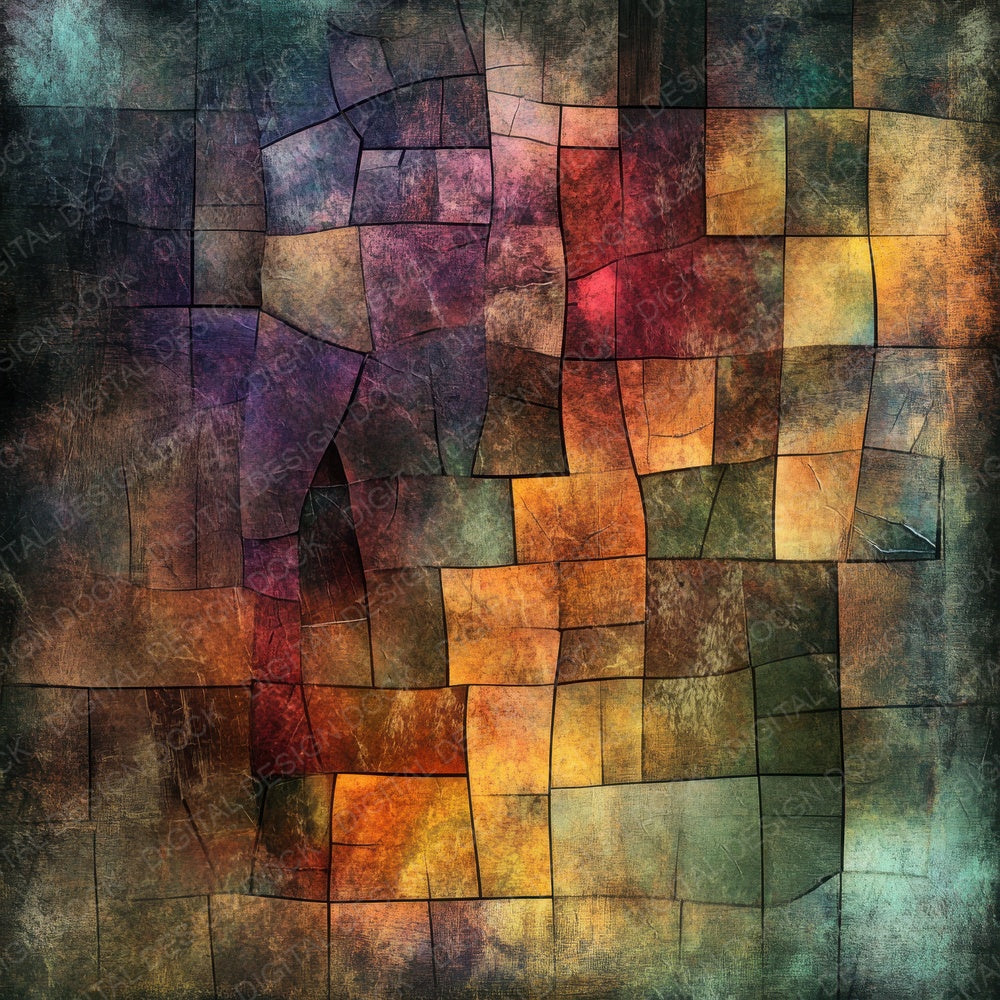 Stained Glass Echoes Background Digital Paper Pack (DDD003831)