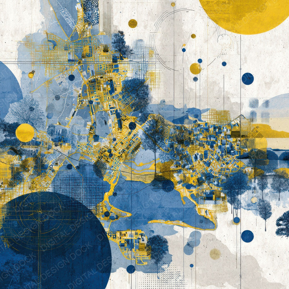 Stockholm Collage Birch Royal Map Digital Paper Pack (DDD003861)