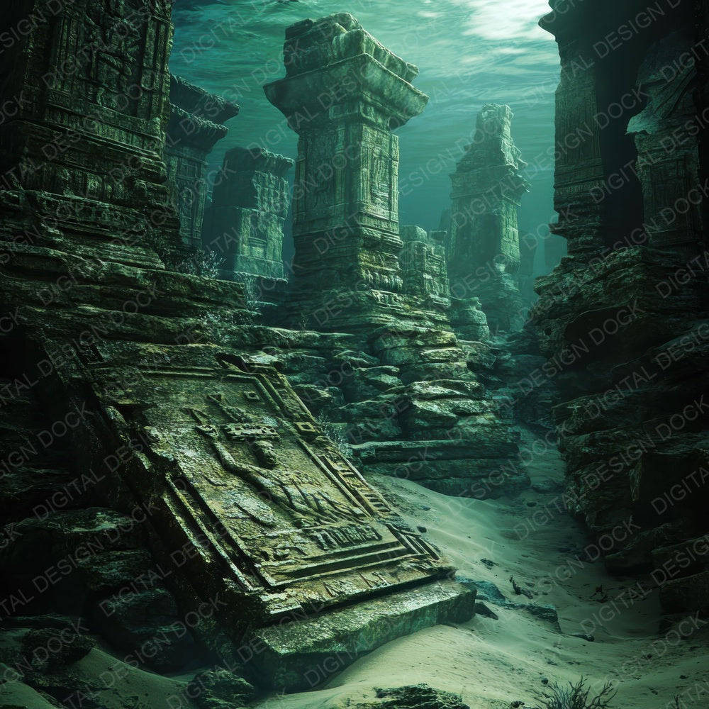 Submerged Ruins Background Digital Paper Pack (DDD003883)