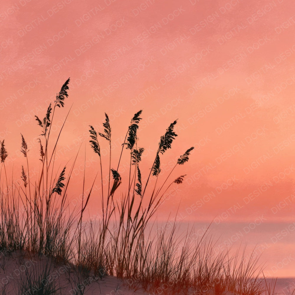 Sunset Dune Script Grass Digital Paper Pack (DDD003908)