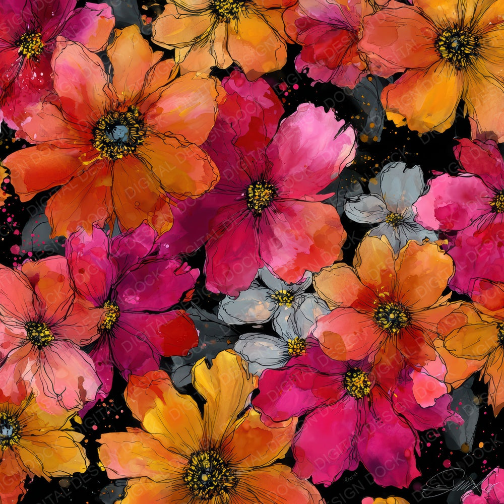 Sunset Ink Garden Digital Paper Pack (DDD008025)