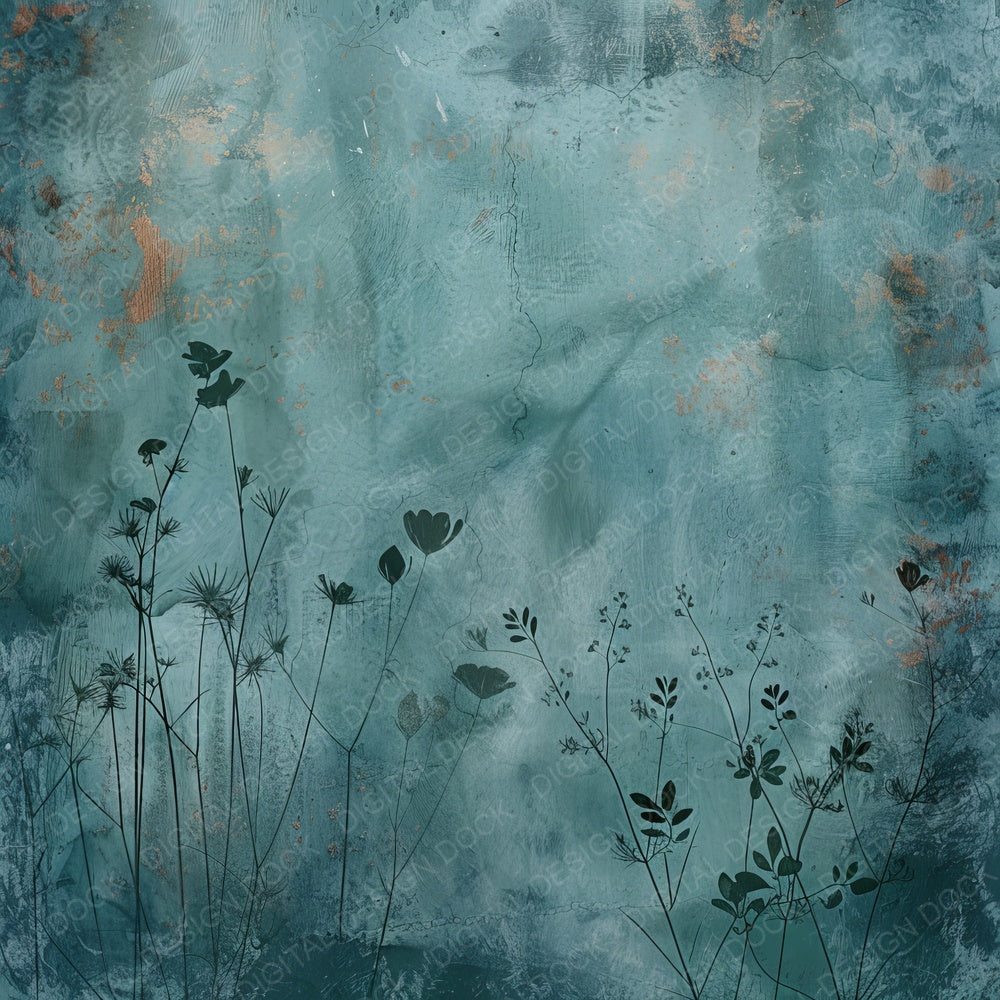 Teal Blue Floral Digital Paper Pack (DDD003956)
