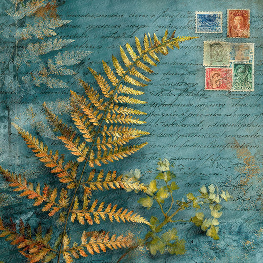 Teal Fern Postage Digital Paper Pack (DDD007737)